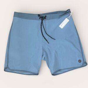 NWT Kelly Slater Outerknown All Time Scallop Boardshorts Fathom Blue Swim Men 36